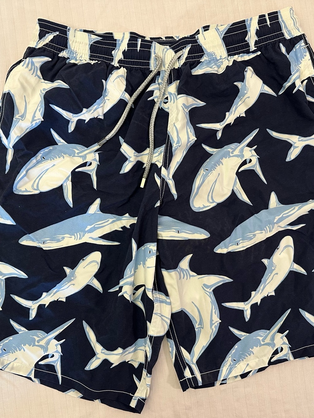 Vilebrequin Swim Trunks 3XL Navy Shark Print Long Cut